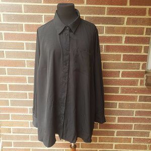New Lane Bryant Black Tunic Button Down Shirt Top